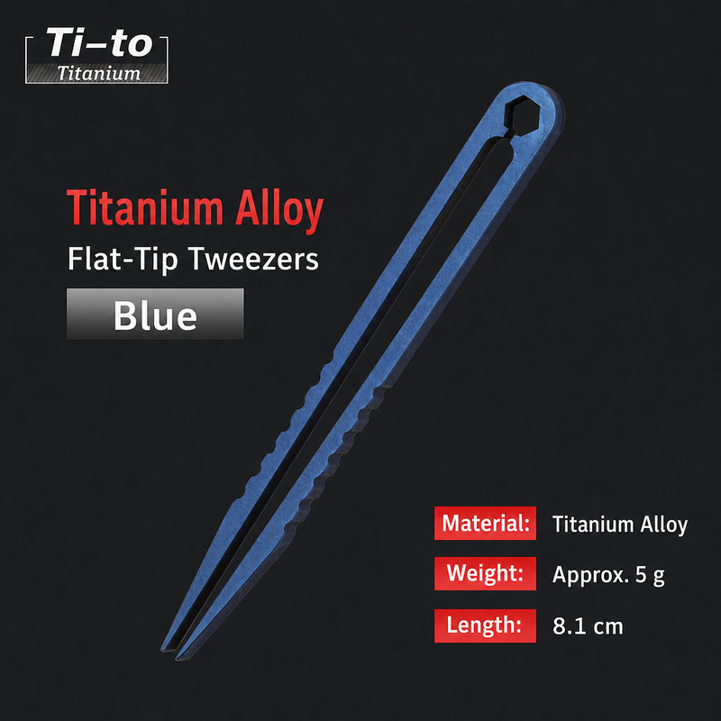 Blue Titanium Alloy EDC Tweezers Large Precision For Jewelry Makers