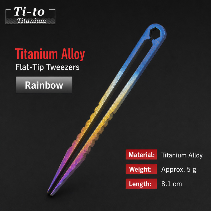 Rainbow Titanium Alloy Precision Tweezers Large For EDC Collectors
