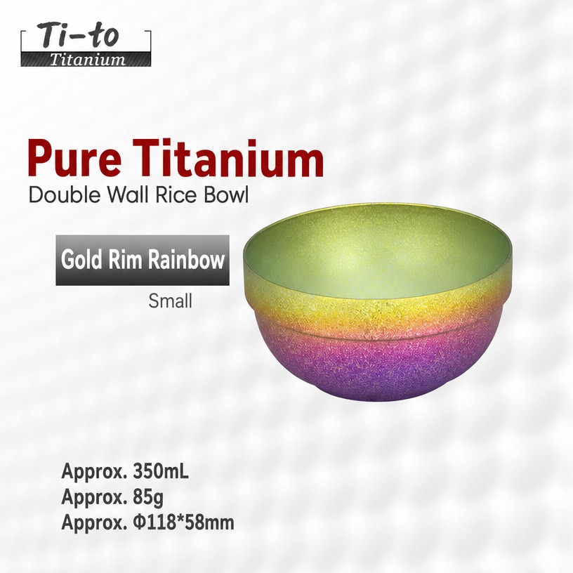 Rainbow Anodized Titanium Double Wall Bowl 350ml Iridescent For Kids Birthday Party Cereal Meals
