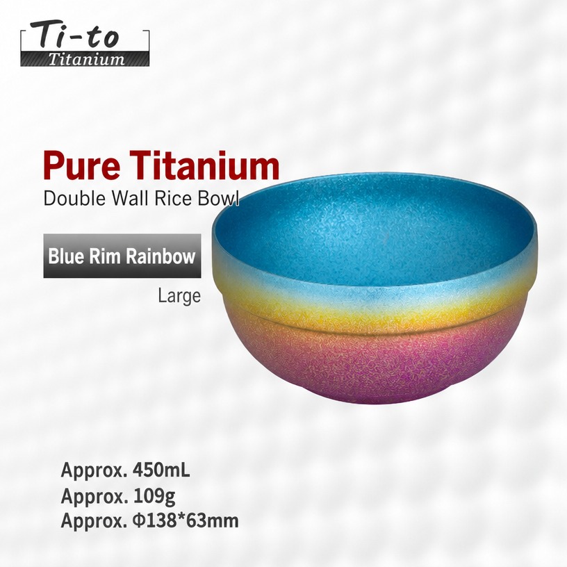 Titanium Bowl 450ml Blue Band Anodized For Vegetable Fruit Prep Mixing Bowls