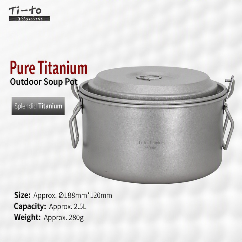Frosted Titanium 2.5L Outdoor Large Group Soup Pot Set for Summer Camp Programs Lodge Kitchens and Institutional Kitchens