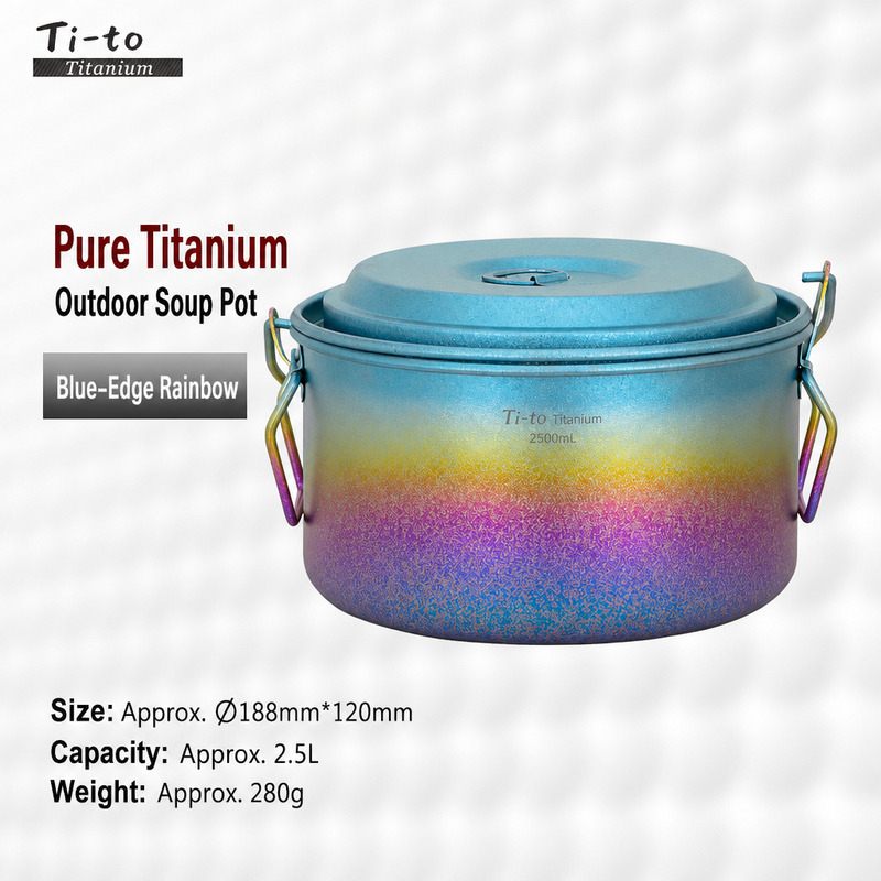 Anodized Titanium 2.5L Outdoor Soup Pot for Thanksgiving Turkey Fry Days Family Reunion Camps and Long Backyard Fry Nights