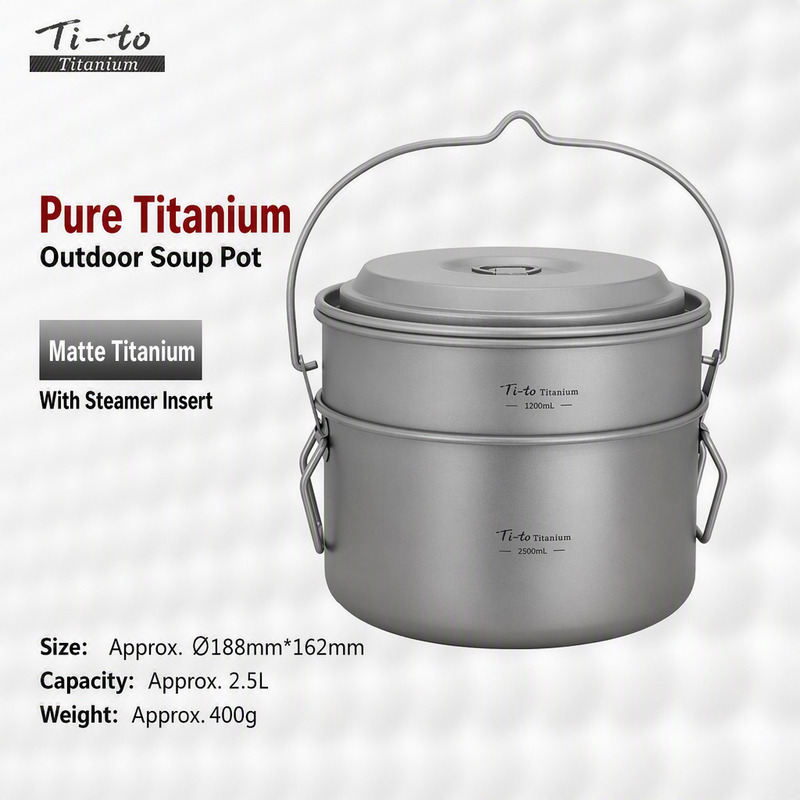 Matte Titanium 2.5L Camp Steamer Pot Set with Insert for Strawberry Socials Garden Tea Party Lunches and Bake Sale Kitchens