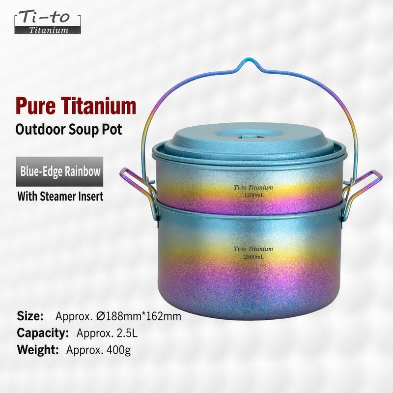 Anodized Titanium 2.5L Steamer Pot with Insert for Farm to Table Dinners Orchard Pressing Days and Long Cider Mill Lunches
