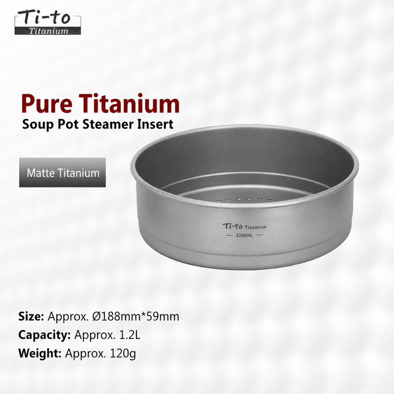 Titanium 1.2L Outdoor Compact Steamer Basket Rack for Tailgating Season Stadium Lot Cookouts and Campground Host Kitchens