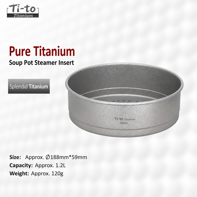 Ice Crystal Titanium 1.2L Steamer Insert Rack Set for Mushroom Foraging Weekends Duck Hunting Camps and Crabbing Weekends