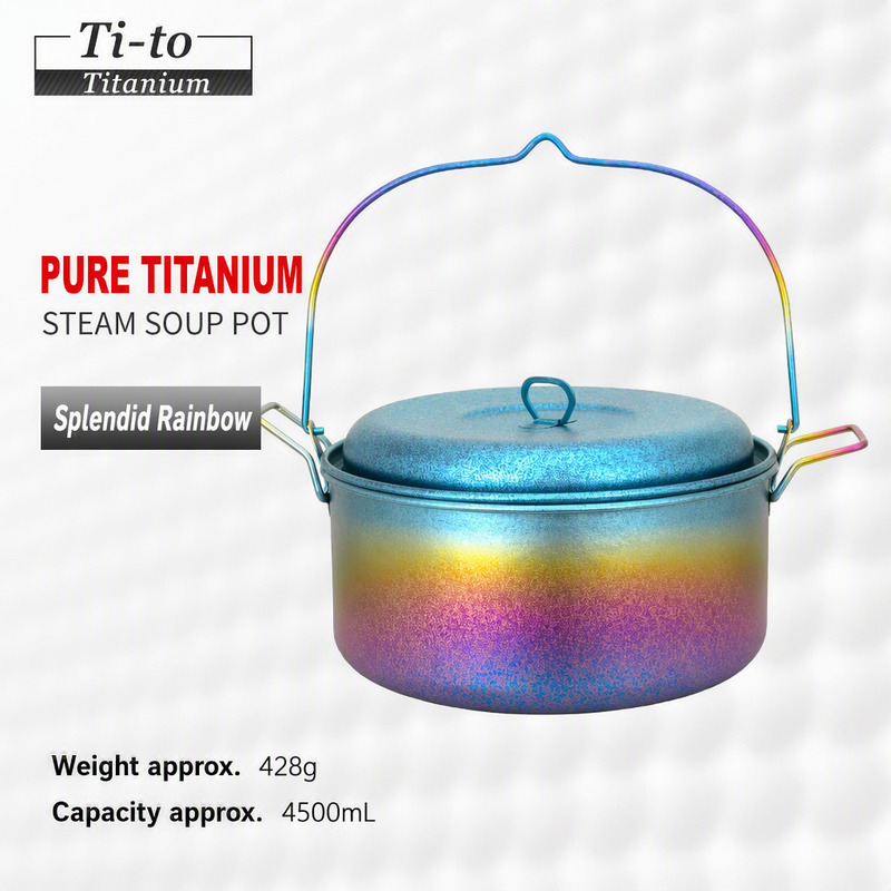 Anodized Titanium 4.5L Large Outdoor Stock Pot for Soup Swap Nights Food Bank Kitchens and Winter Neighborhood Dinner Nights