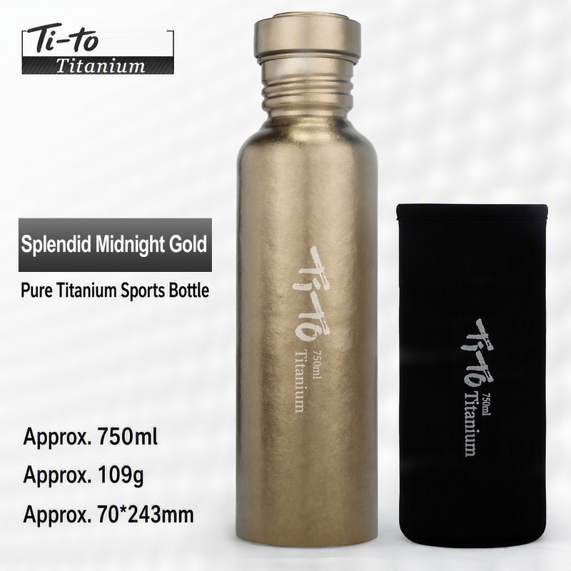 Reusable Dark Night Gold Titanium Bottle 750Ml 109G For Trucking