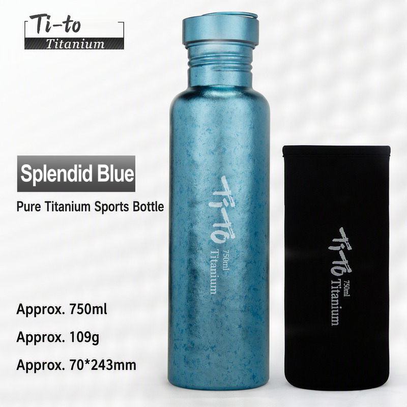 Titanium Sport Bottle Sky Blue 750Ml 109G With Sleeve For Hockey