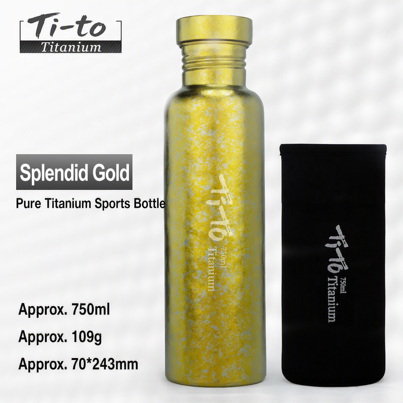 Gold Titanium Water Bottle 750Ml 25 Oz For Morning Coffee Rituals