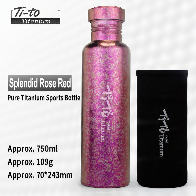 Rose Red Titanium Bottle 750Ml 25 Oz With Sleeve For Midsummer