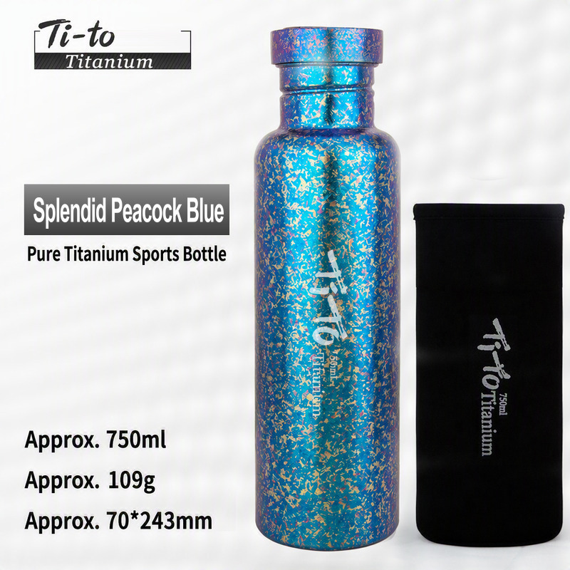 Peacock Blue Titanium Bottle 750Ml With Sleeve For 4th Of July
