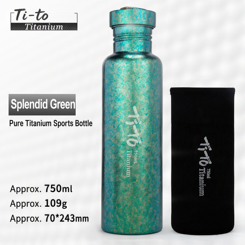 Emerald Green Titanium Water Bottle 750Ml For Plant Based Diets