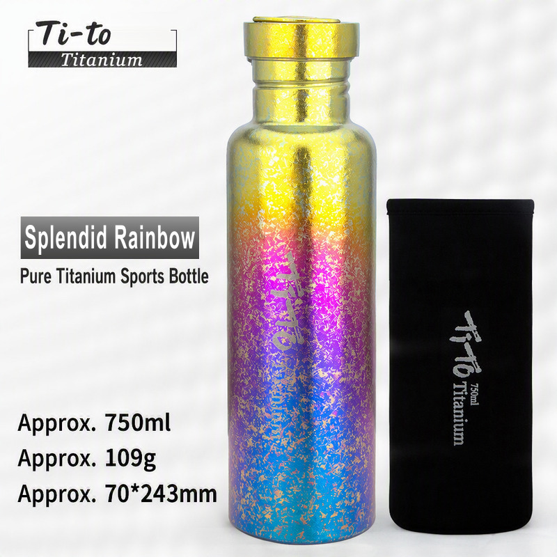 Rainbow Titanium Water Bottle 750Ml 25 Oz 109G For Movie Night