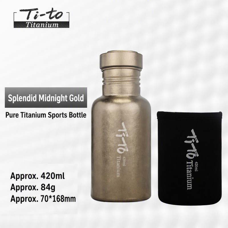 Titanium Sport Bottle Dark Night Gold For Cycling And Bikepacking
