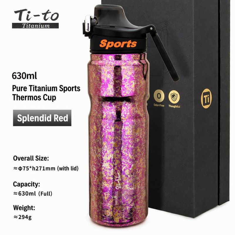 Titanium Sports Bottle 630Ml 21 Oz With Handle For Mothers Day
