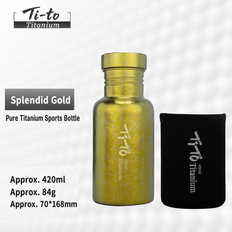 Titanium Sport Bottle Gold 14 Oz 84G For Pickleball And Tennis