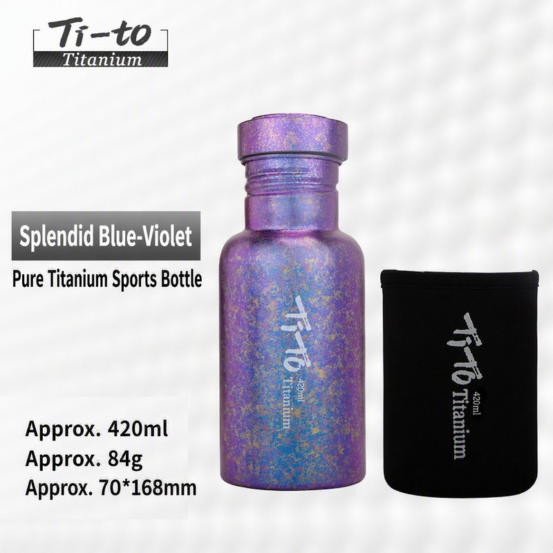 Ultralight Violet Titanium Adventure Bottle Plastic Free For Climbing