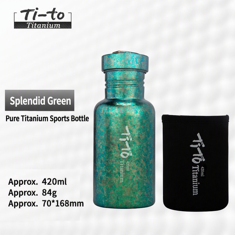 Ultralight Emerald Green Titanium Outdoor Bottle 84G For Gardening