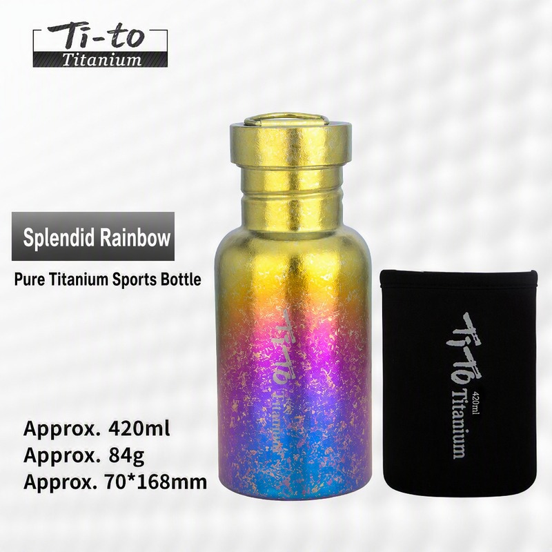 Rainbow Ultralight Titanium Sport Bottle 14 Oz For Skateboarding