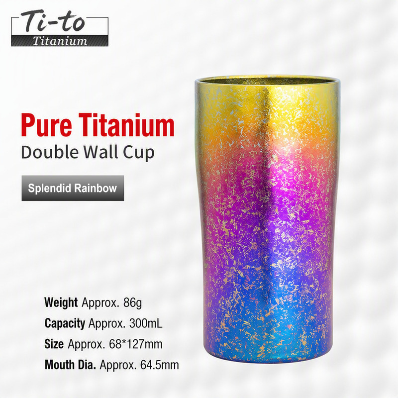 Rainbow Crystalline Pure Titanium Drinking Cup 86G Color Shifting