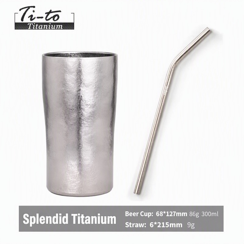 Ice Bloom Reusable Straw Cup In Natural Titanium For Smoothie Lovers