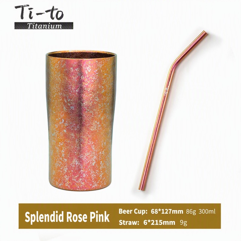 Rose Pink Titanium Straw Cup For Fresh Juice And Fruit Infused Water