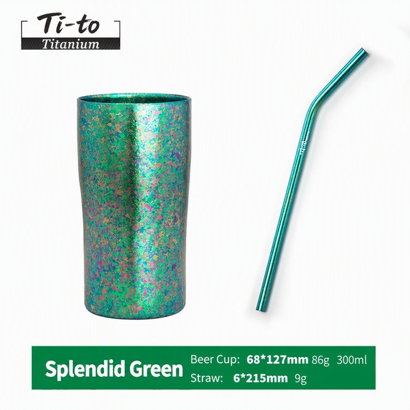 Titanium Tumbler With Straw In Emerald Green 10 Oz For St Patricks Day