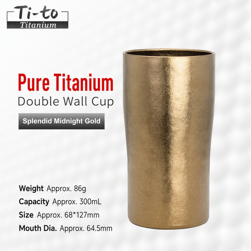 Pure Titanium Water Cup Ice Flower Dark Night Gold For Tea Drinkers