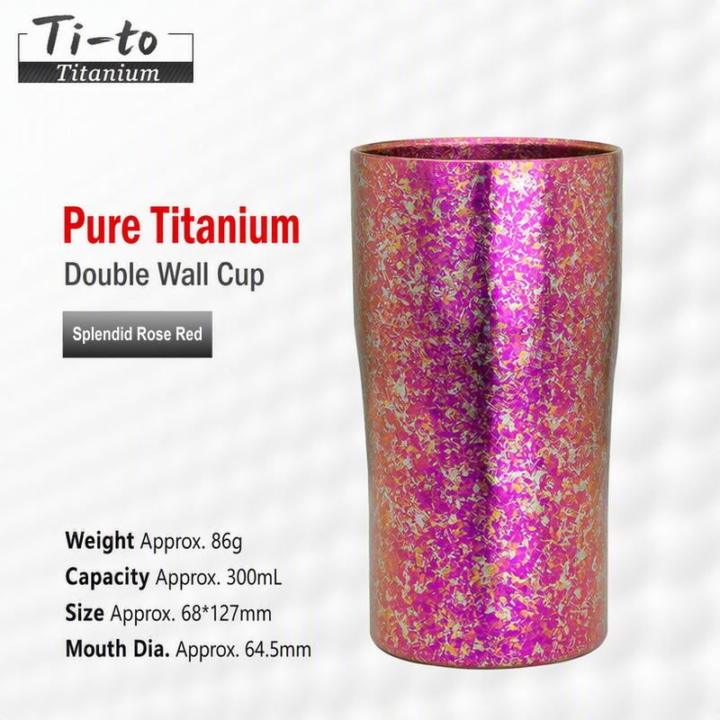 Pure Titanium Tea Cup Rose Pink Ice Flower Rounded Rim And Flat Base
