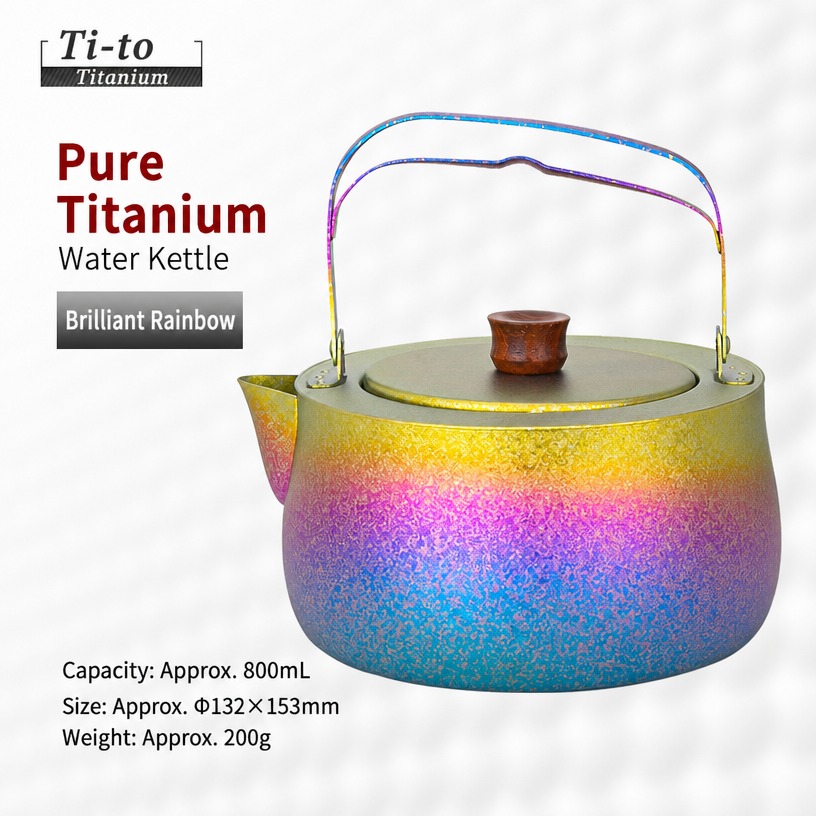 Titanium Kettle 800Ml Rainbow Anodized Ice Crystal For Glamping Party Serving