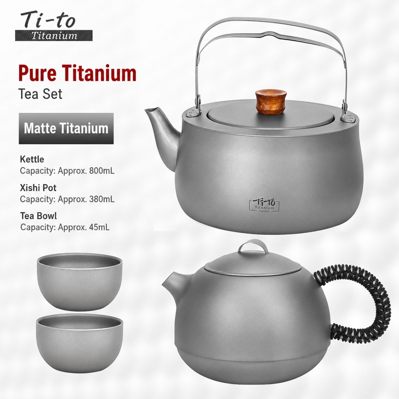 Titanium Teapot Set Matte 800Ml Kettle Xishi Pot Bowls For Garden Tea