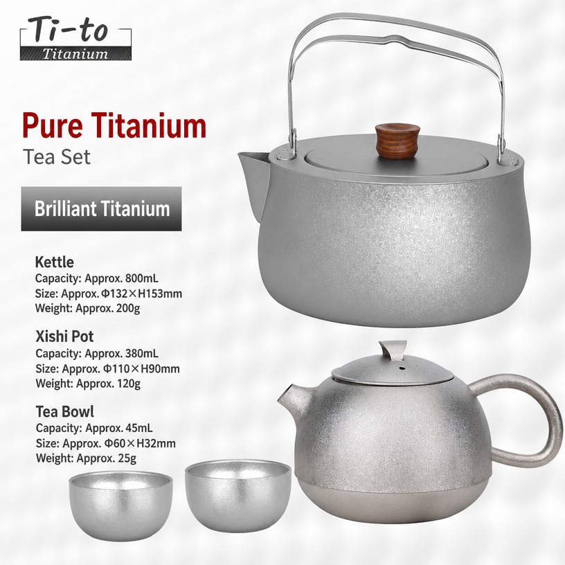 Titanium Tea Serving Set Ice Flower 800Ml Kettle Xishi Pot For Winter Tea