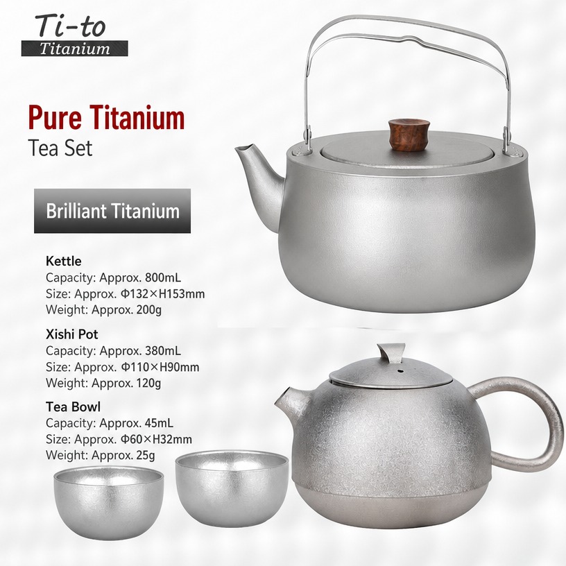 Wholesale Titanium Tea Ceremony Set Curved Spout 800Ml OEM For Cruise Lines