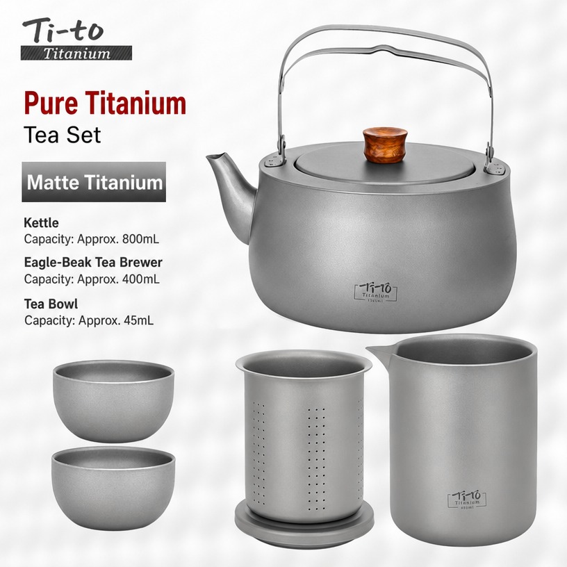 Titanium Tea Infuser Set 800Ml Kettle Eagle Beak Brewer For Afternoon Tea