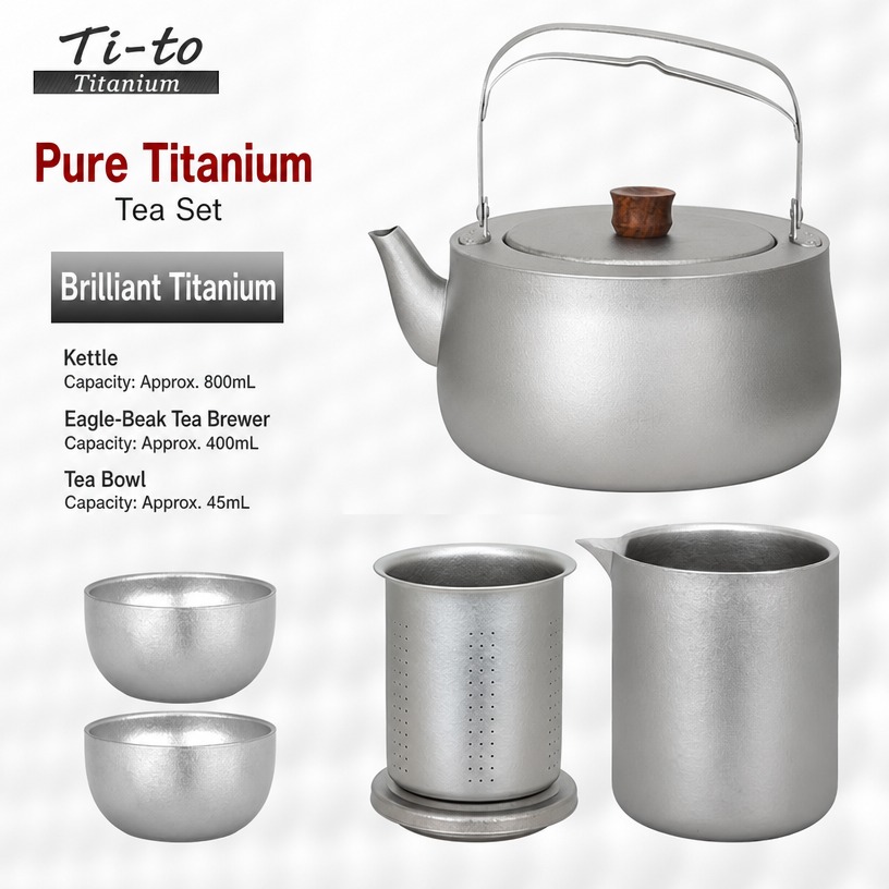 Titanium Tea Brew Kit Ice Flower 800Ml Kettle Eagle Beak For Family Tea Time