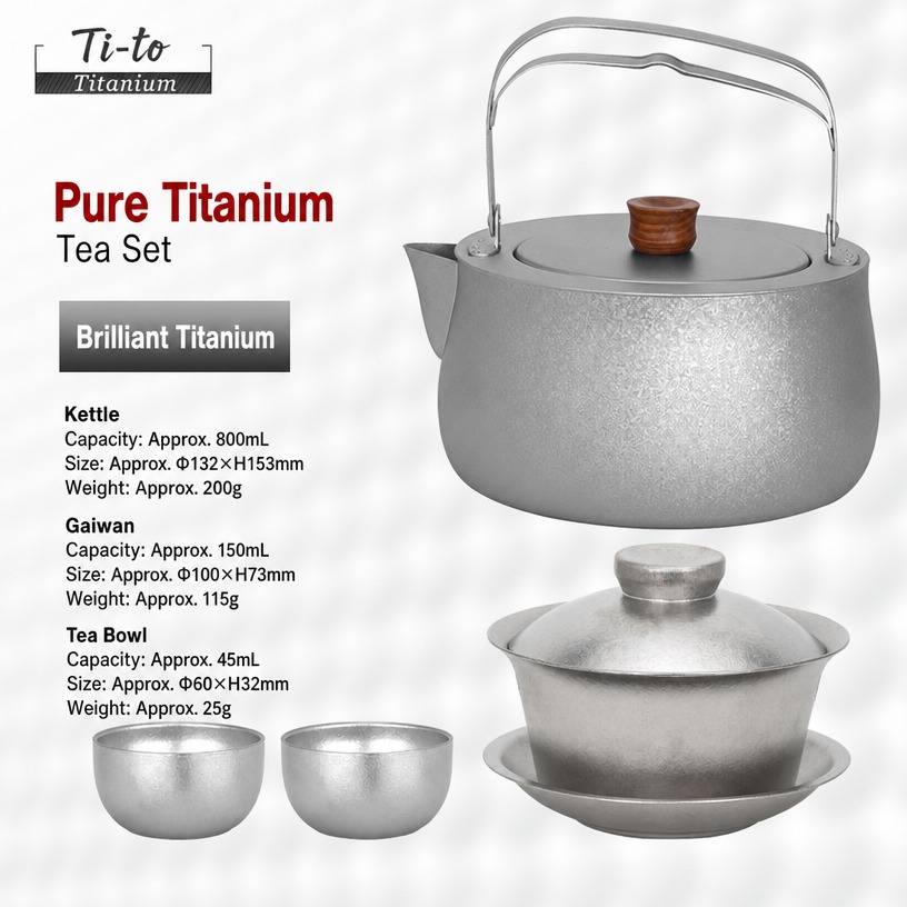 Titanium Tea Set 800Ml Kettle Gaiwan 2 Bowls Ice Flower For Gongfu Tea Ritual