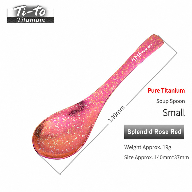 Rose Frost Titanium 140mm Outdoor Small Dessert Spoon Set 19g for Cupcake Shop Counters Dessert Trucks and Candy Bar Buffets