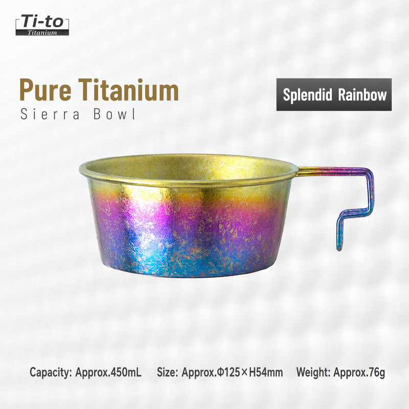 Anodized Titanium Camping Bowl 450ml 76g 125mm Wide Folding Wire Handle for Alpine Ramen Bars and Bushcraft Night Suppers