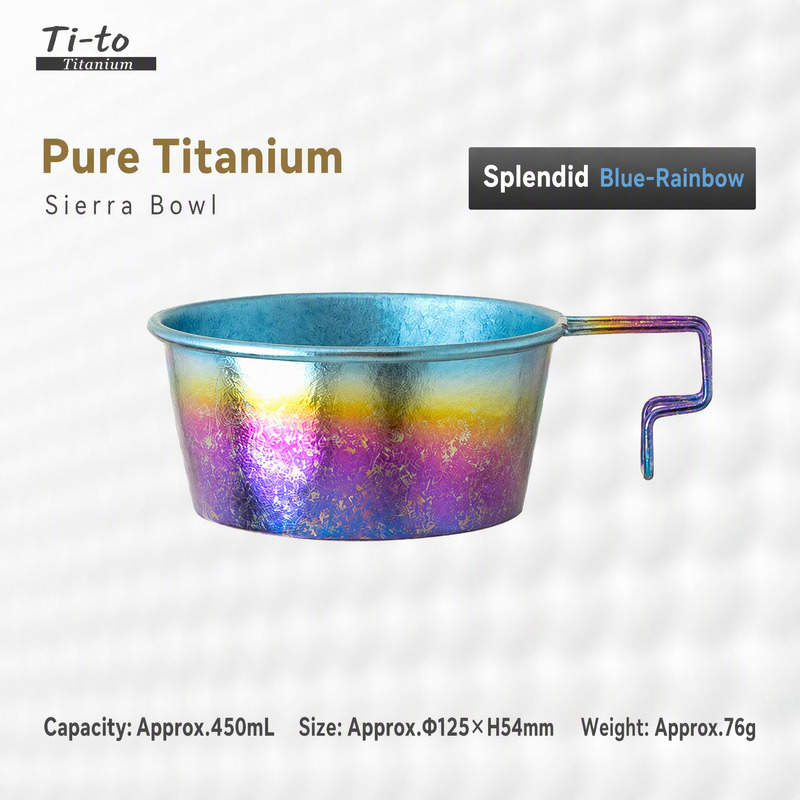 Blue Spectrum Fade Titanium Sierra Bowl 450ml Foldable Handle for Alpine Snow Camp Kitchens and Motorhome Rally Kitchens