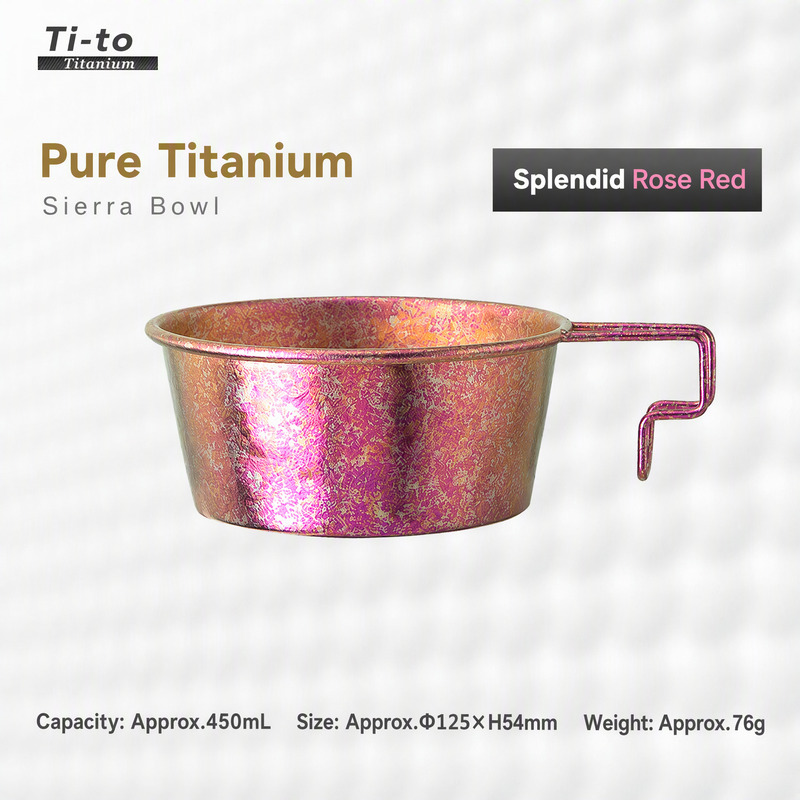 Rose Frost Titanium Sierra Bowl 450ml Folding Handle for Dive Centre Kitchens Climbing Gym Shops and Trail Bunk Car Buyers
