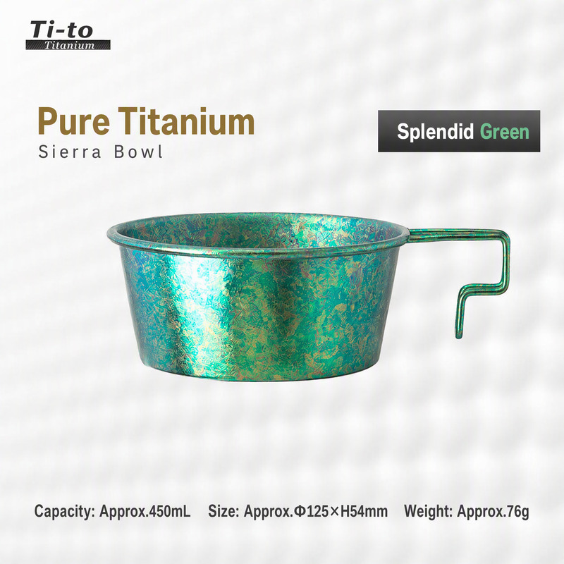 Ice Flower Emerald Titanium Sierra Bowl 450ml Folding Handle for River Festival Kitchens and Warm Wild Swim Cafe Buyers