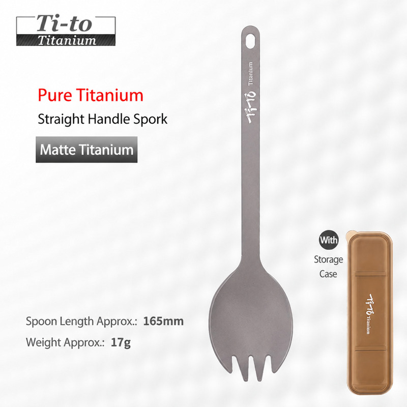 Matte Grade 1 Titanium Camping Spork 1.5mm Sheet 17g for Trail Centre Kitchens Fell Race Aid Stations and Cadet Kitchens