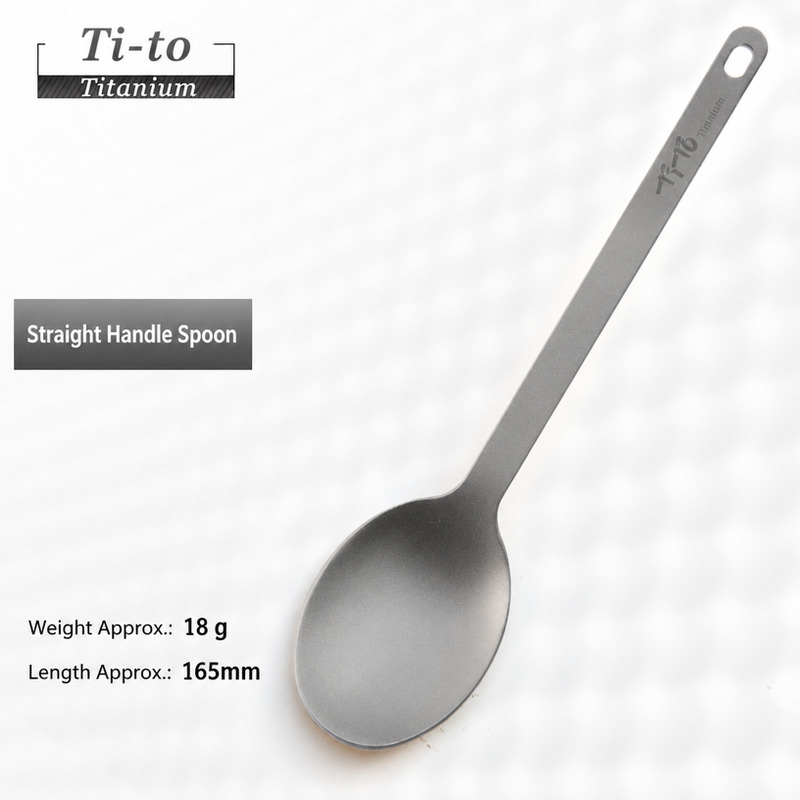 Sandblasted matte titanium 165 mm camping spoon, 18 g
