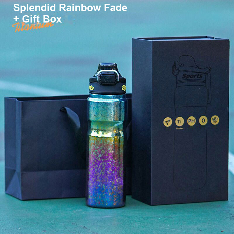 Wholesale Titanium Sports Water Bottle 680ml Spectrum Fade Gift Box Set with Bag for Ski Tour Operators and Sports Camp Directors