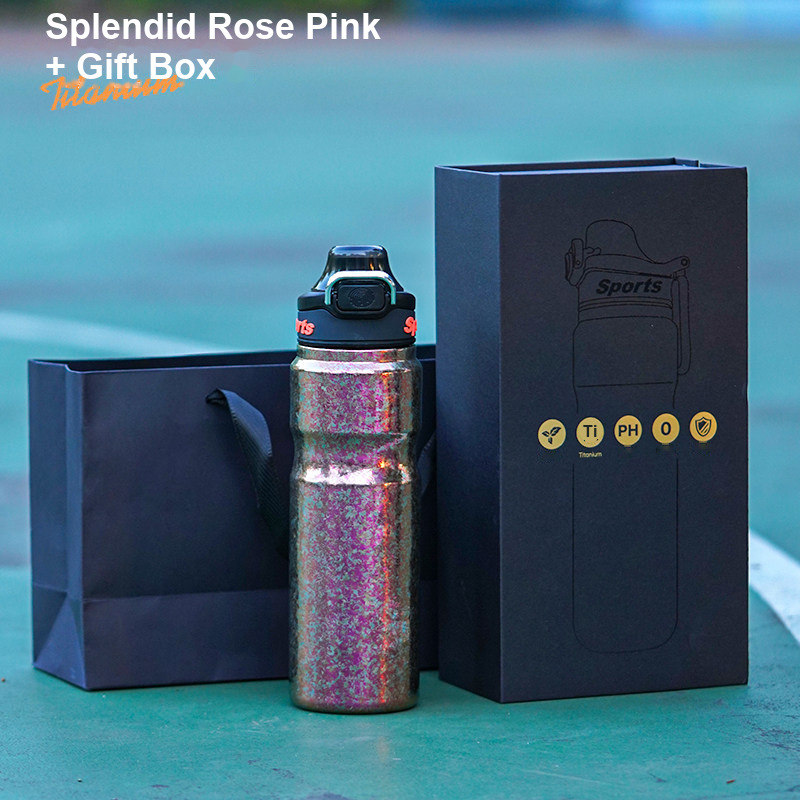 OEM Private Label Titanium Sports Water Bottle 680ml Rose Red Gift Box for Outdoor Festival Merchandise Buyers and Club Buyers