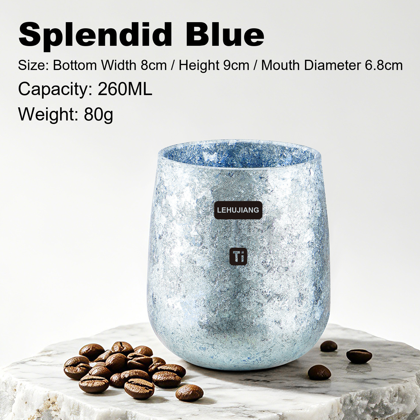 OEM Private Label Double Wall Titanium Tumbler 260ml Ice Flower Blue for Conference Speaker Gifts and Delegate Gift Programs