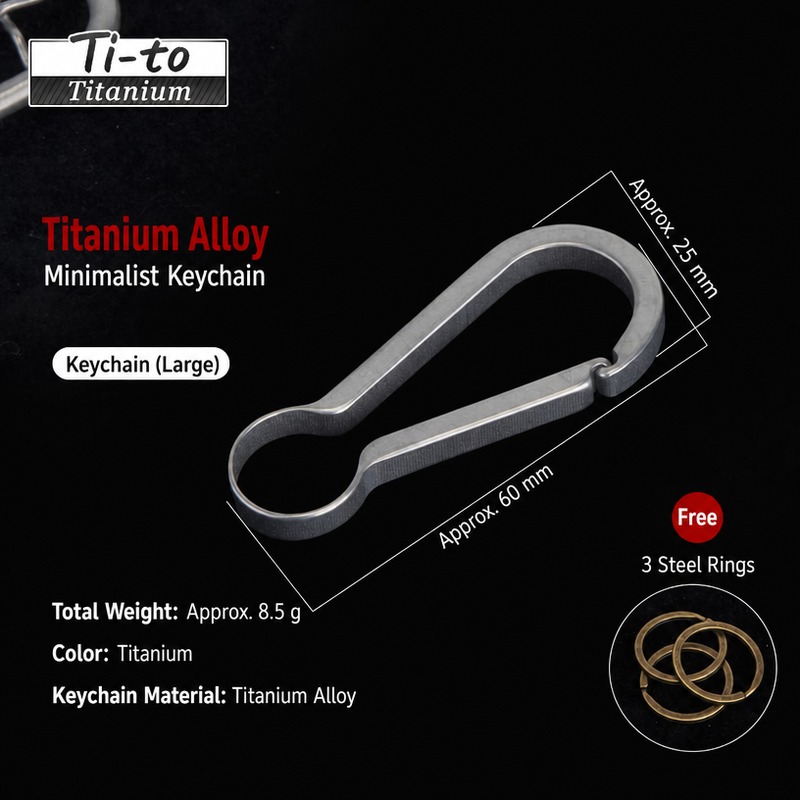 Titanium Alloy Keychain Large 8.5G Matte For EDC Everyday Carry