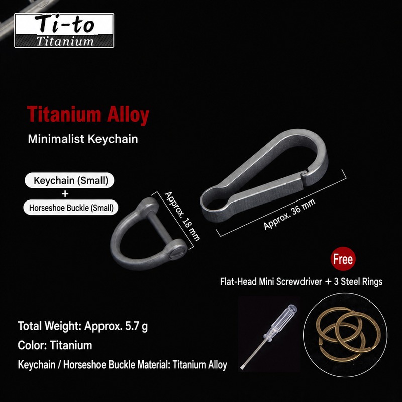Titanium Belt Key Holder Mini 36Mm 18Mm Screw Shackle 5.7G Matte