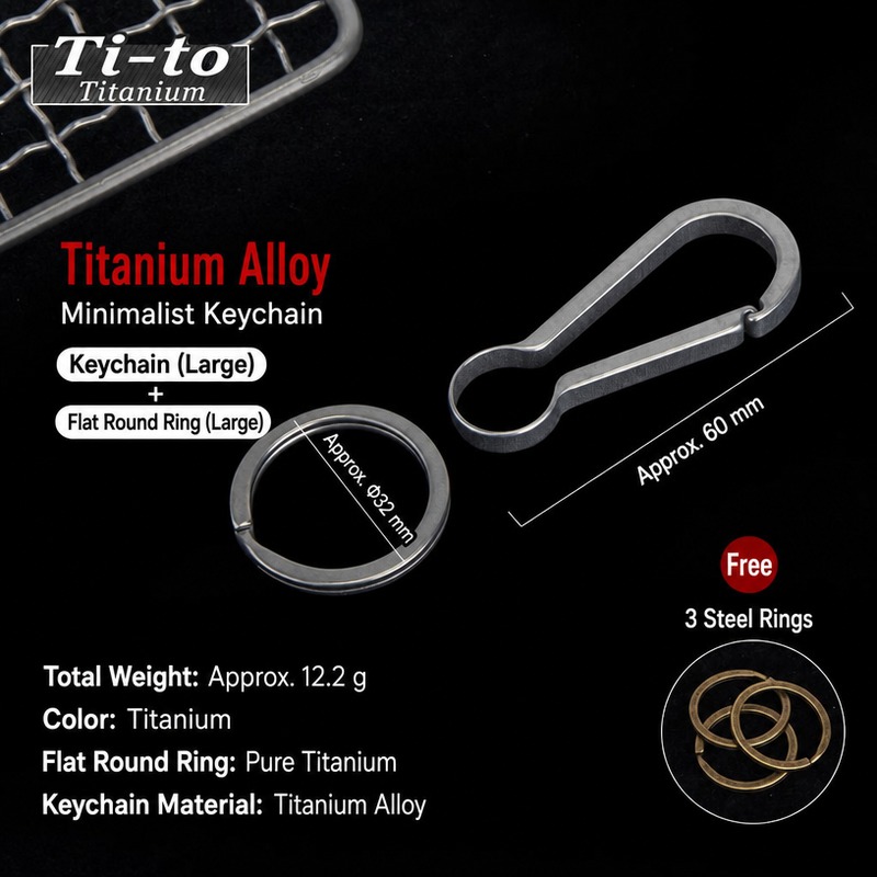 Titanium Key Ring Set 32Mm Flat Round Matte For Key Organization